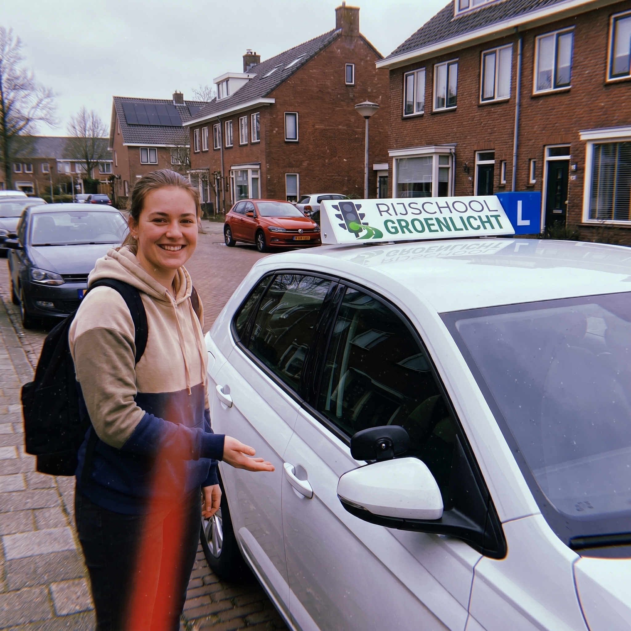 Leerling bij de rijschool auto